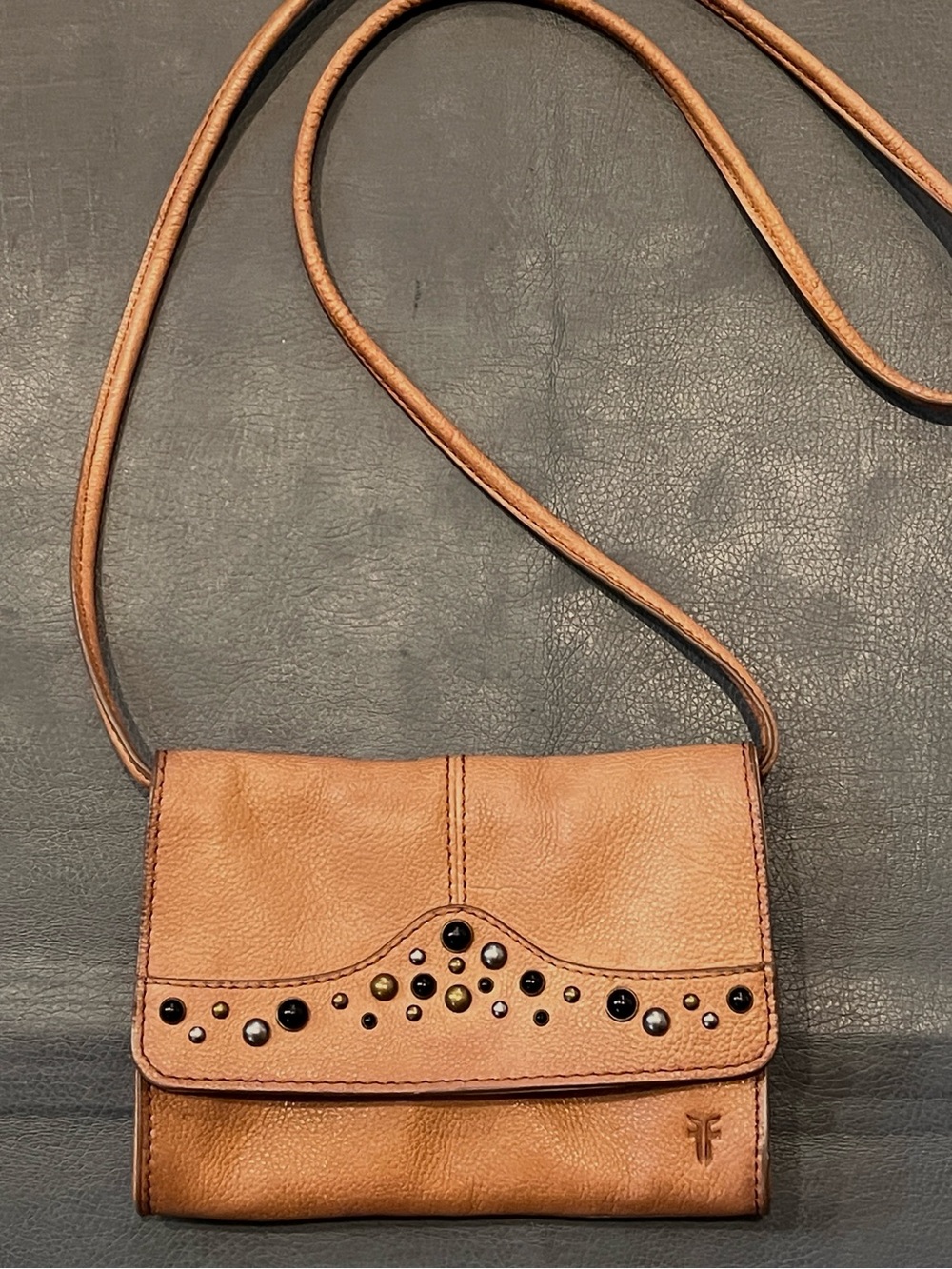 Frye Callie Studded Leather Crossbody Wallet Clutch